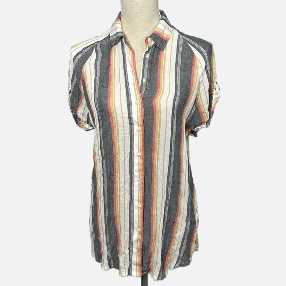 BDG Urban Outfitters Button Down Shirt Top Size XS Striped Multi-Colour - Picture 8 of 8
